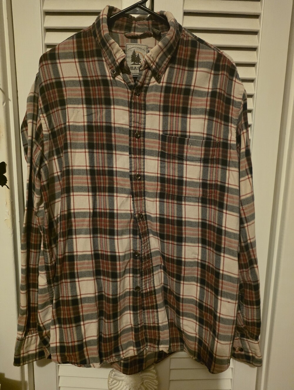 G.H. Bass & Co. Men's/Unisex Plaid Button-Down Shirt in Cream, Brown & Gray